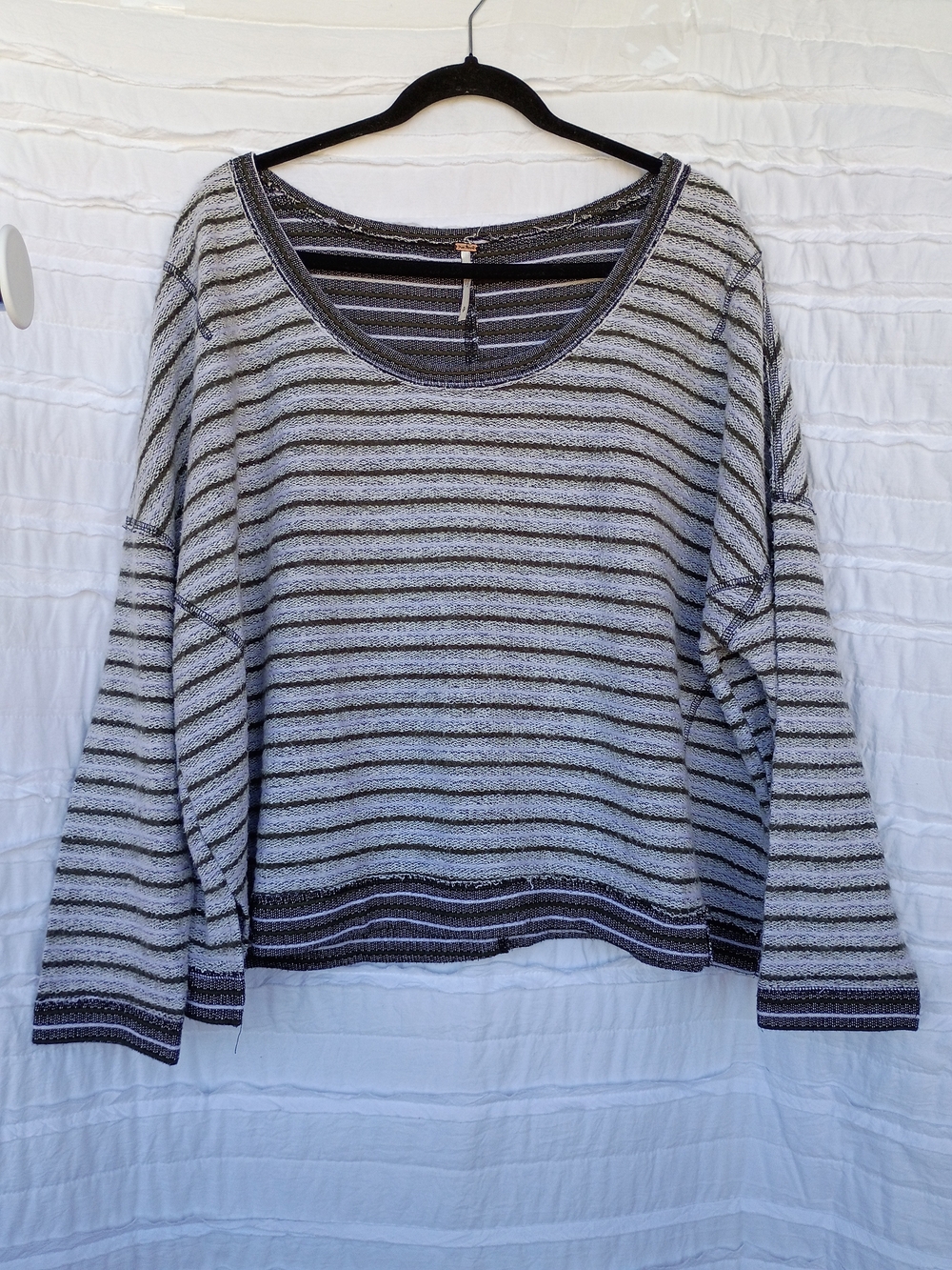 Free People Inside Out Striped Oversized Knit Crewneck Sweater size S